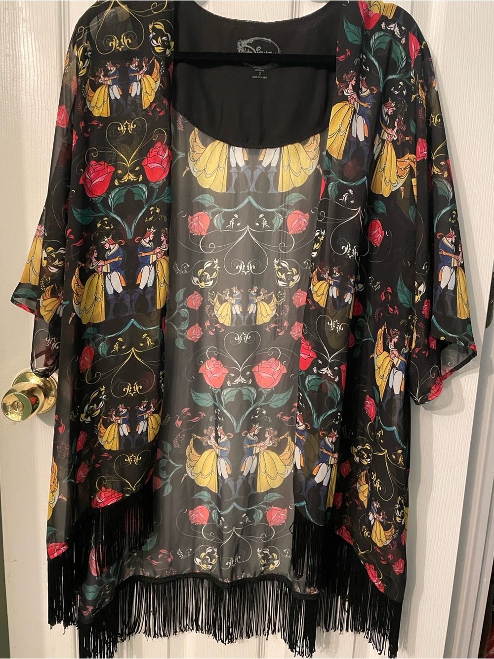 Torrid Disney Fringed Kimono Beauty & The Beast Sz 2 HTF RARE